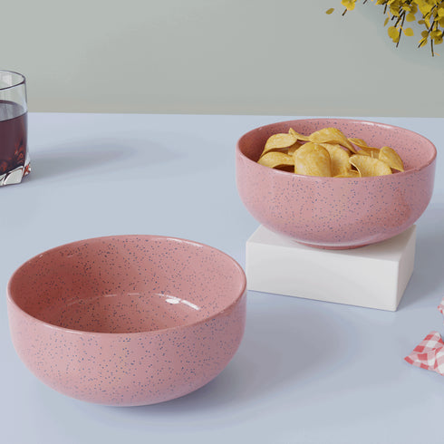 Solid Pink Ceramic Bowl Set Of 2 - The Earth Store - Bowl